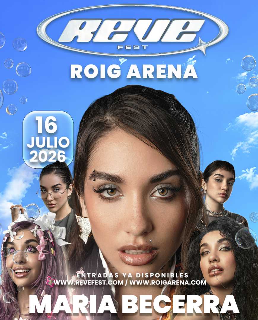Cartel anunciador Maria Becerra en Reve Fest Roig Arena