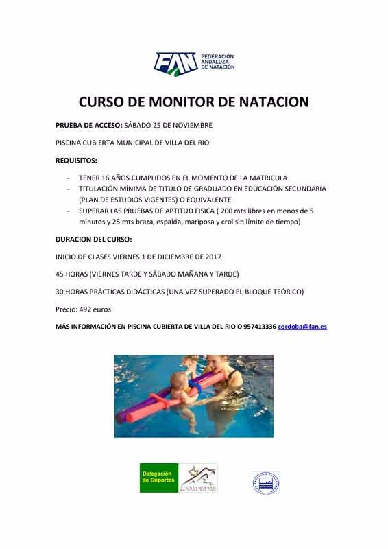Curso de monitor de Natación en Villa del RIo