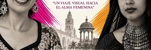 Cartel cuadrado de la exposición fotográfica «Rostros Compartidos: 50 Mujeres · 50 Historias», que reúne retratos de mujeres de España y la India. El diseño muestra dos retratos femeninos en blanco y negro, arquitectura de Córdoba y pinceladas magenta y doradas. La exposición se celebra del 18 de septiembre al 7 de octubre de 2026 en Hermandades del Trabajo, Córdoba, con horarios de visita de lunes a jueves de 09:00 a 14:00 y de 17:00 a 19:00, y los viernes de 09:00 a 15:00 horas. Incluye los logotipos de la organización y colaboradores.