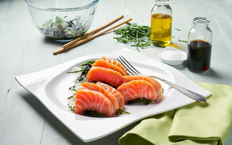 Proteina de calidad Salmón en Sashimi